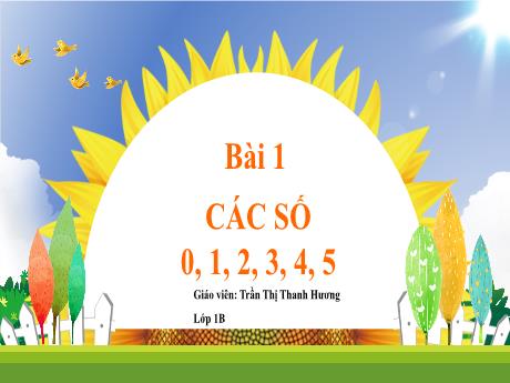 Bài giảng Toán 1 - Bài 1: Các số 0, 1, 2, 3, 4, 5 (Tiết 1)(Trần Thị Thanh Hương)