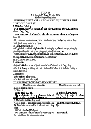 Kế hoạch bài dạy Lớp 1 - Tuần 16 Năm học 2024-2025 (Nguyễn Thị Ánh Tuyết)